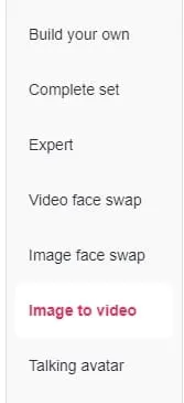 APOB AI generator sidebar with Image to video mode selected