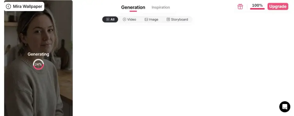 APOB Generation feed showing an AI fantasy portrait in progress.