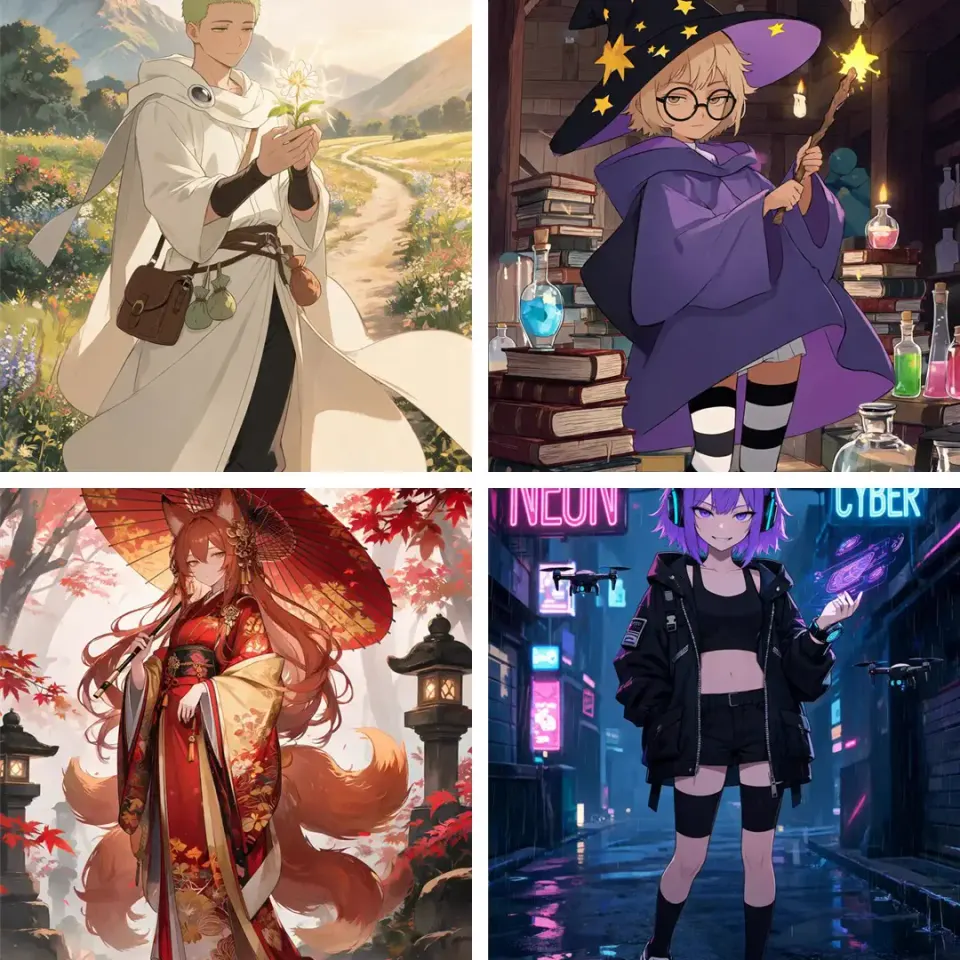 combination of anime pics generated by APOB AI