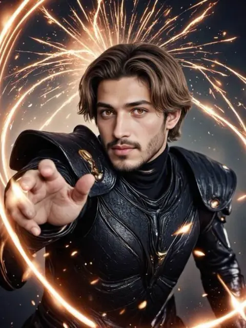 Magnetic dark hero designed with AI superhero generator