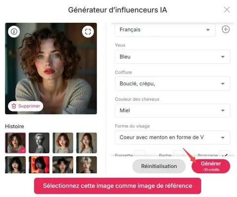 Personnalisez votre IA femme en français.