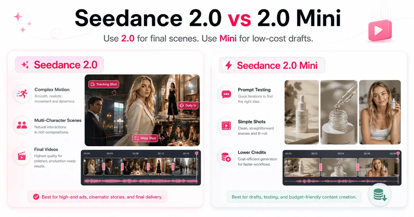 Seedance 2.0 im Vergleich zu 2.0 Mini
