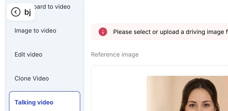 Select content dialog showing an approved portrait ready for a talking birthday video
