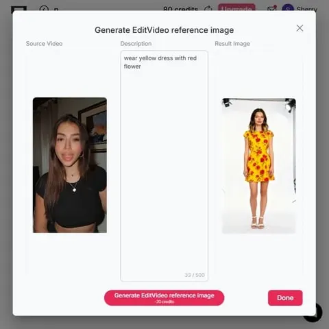 Video customization panel for outfit and scene refinement